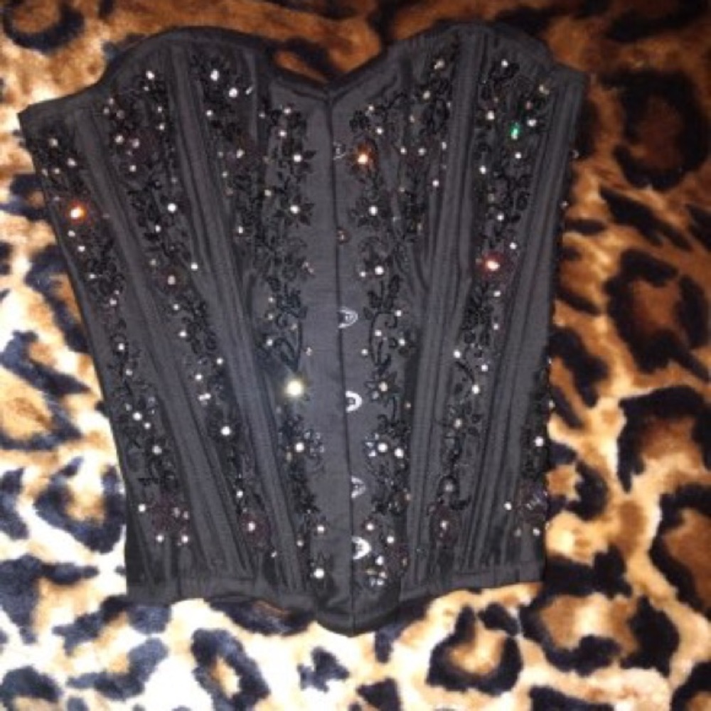 Gorgeous black corset with rhinestones